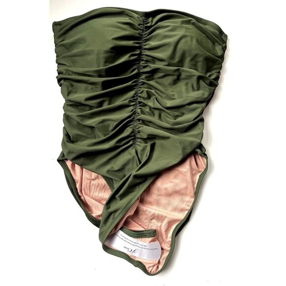 J.Crew Olive Green Ruched On Piece Swimsuit 14 - Picture 7 of 13